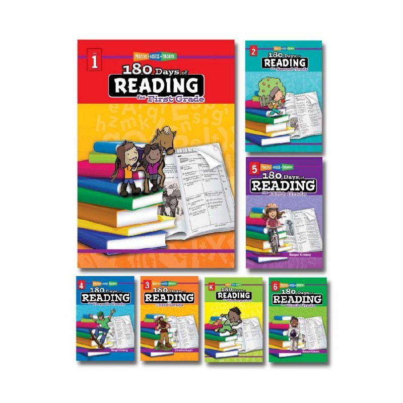 180 Days of Reading (Luyện đọc) - Trọn bộ Grade K,1,2,3,4,5,6 - In đen trắng