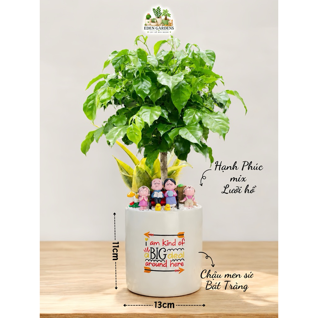 Chậu Hạnh Phúc EDEN Gardens decor Gia Đình Hạnh Phúc chậu sứ 13x11cm Quà tặng SINH NHẬT - KỶ NIỆM