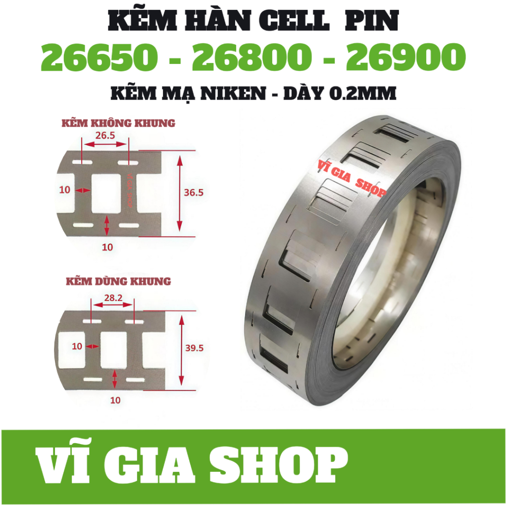(500G) Kẽm Hàn cell Pin 26650 - 26800 - 26900  dày 0.2mm Kẽm Đơn - Đôi Dùng cho khung - Không khung