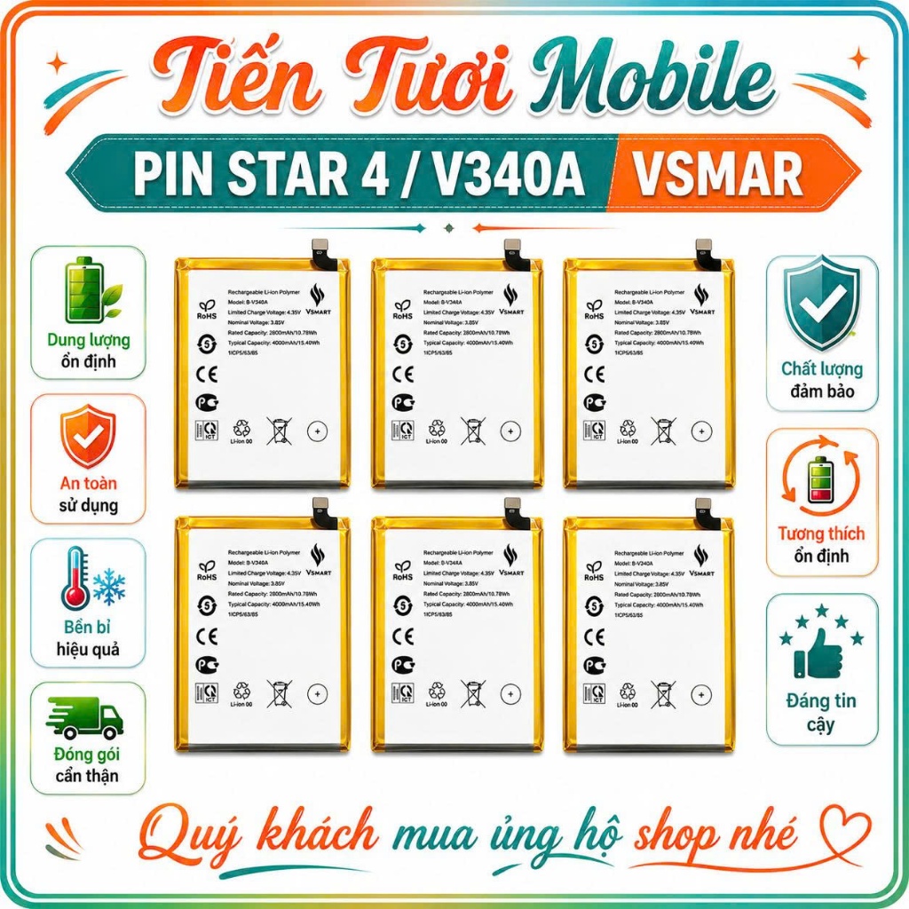 Pin Star 4/ BVSM340 Vsmart (Zin Tháo máy )