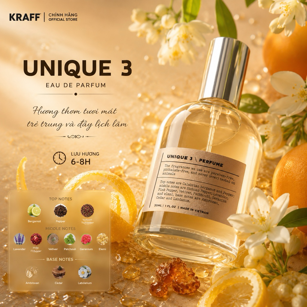 Nước hoa Tóc&body 2in1 Unique 3 30ml - 𝑫𝑼𝑷𝑬 𝑫𝑰0𝑹 𝑺𝑨𝑽𝑨𝑮𝑬 (Men)