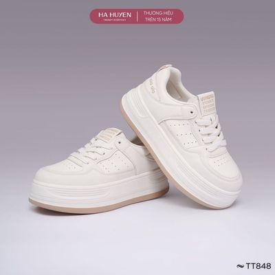 Giày thể thao Sneaker nữ HÀ HUYỀN da lì đục lỗ độn đế 4cm - TT848