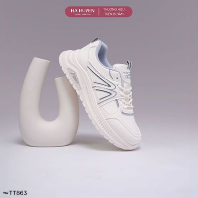 Giày thể thao Sneaker nữ HÀ HUYỀN da lì hông chữ M độn đế 4cm - TT863