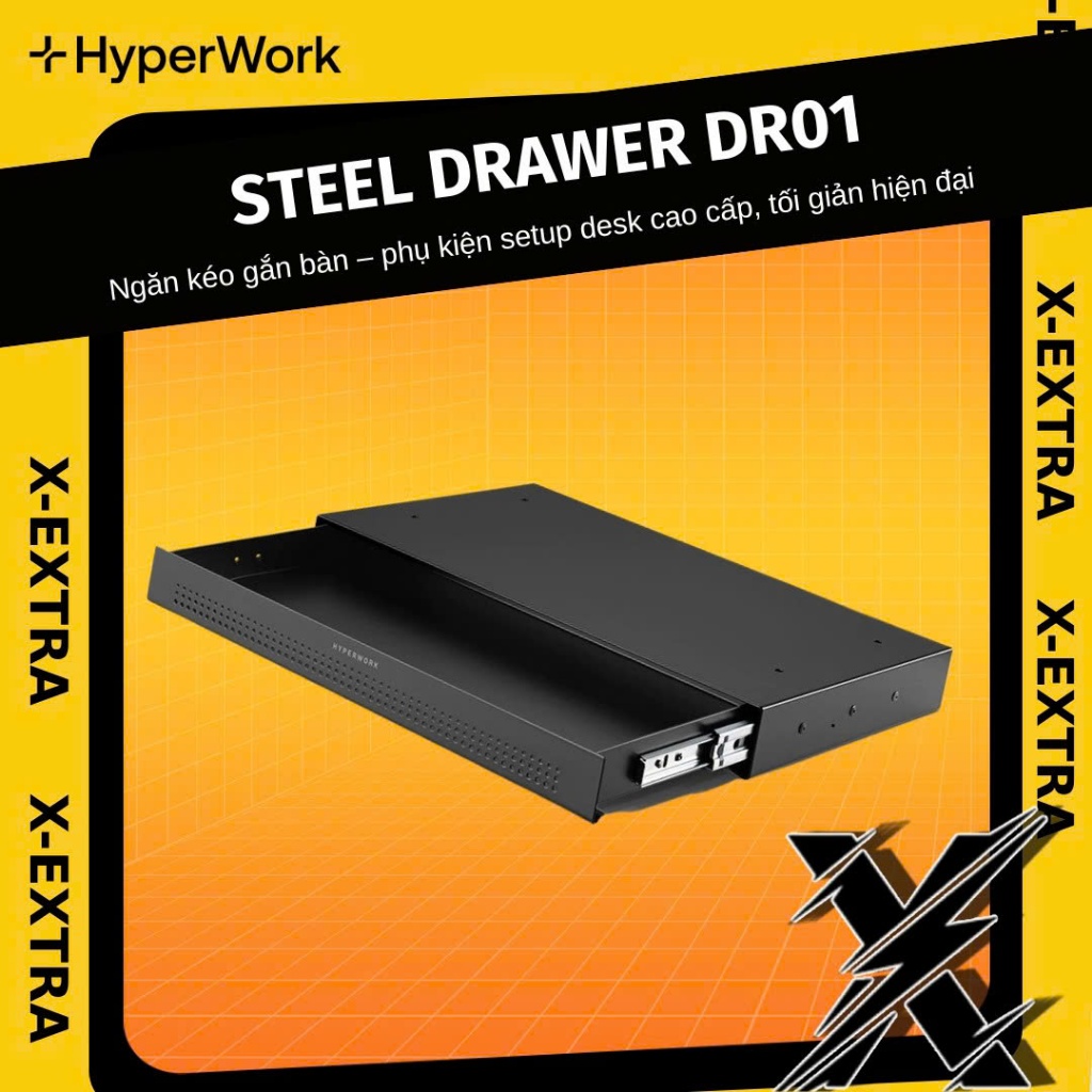 Ngăn Kéo Gắn Bàn HyperWork Steel Drawer DR01 – Phụ Kiện Setup Desk Cao Cấp, Tối Giản Hiện Đại