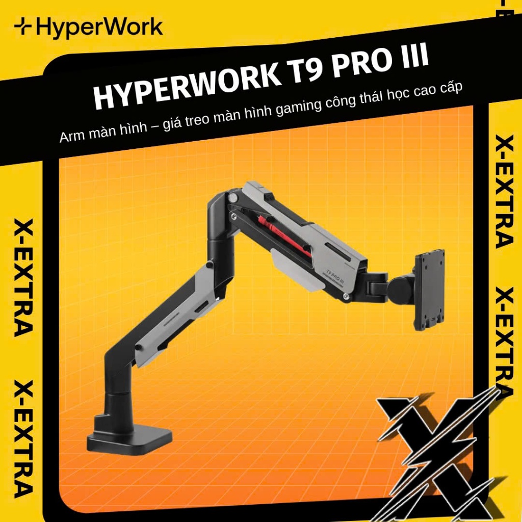 Arm Màn Hình HyperWork T9 Pro III – Giá Treo Màn Hình Gaming Công Thái Học Cao Cấp