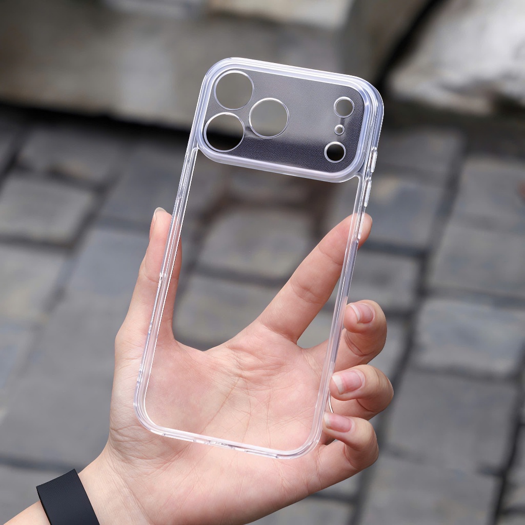 Ốp LIKGUS trong suốt viền vuông dẻo lưng kính bất tử cho iphone 17/16/15/14/13/12/11/pro/promax/plus