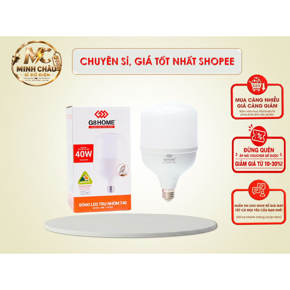 [SỈ SẬP SÀN] Bóng led trụ nhôm 40W chính hãng G8 Home