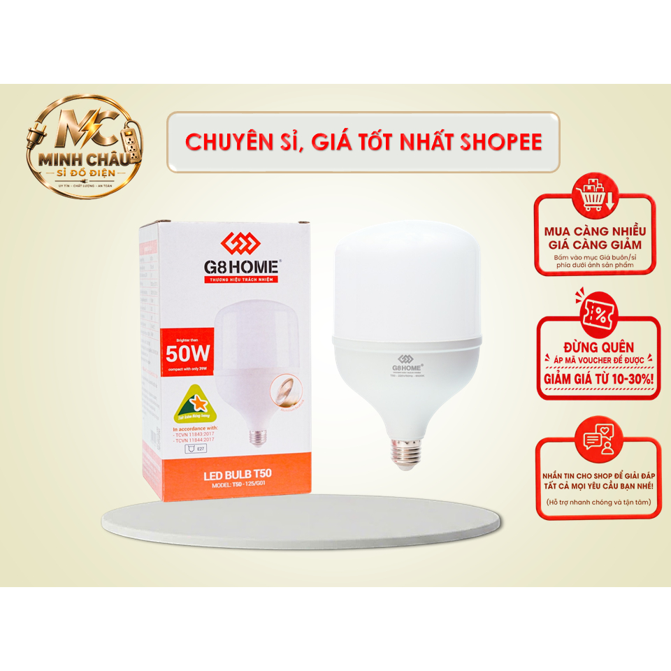 [SỈ SẬP SÀN] Bóng led trụ nhôm 50W chính hãng G8 Home