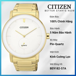 Đồng hồ nam citizen pin-quartz dây thép không gỉ be9182-57a - mặt trắng