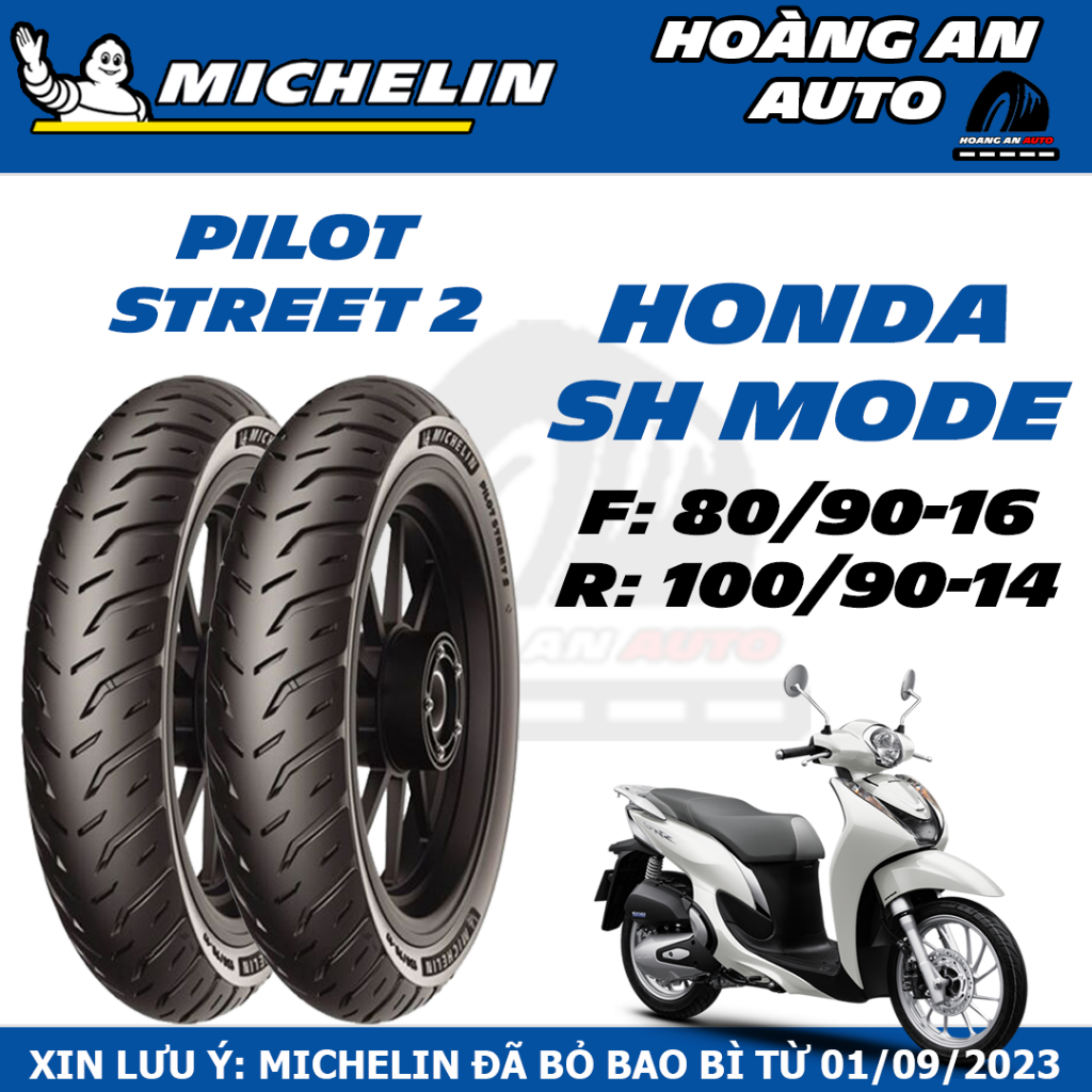 (PILOT STREET 2 - SH MODE) Vỏ lốp xe Michelin Pilot Street 2 size 80/90-16 & 100/90-14, vỏ ko ruột