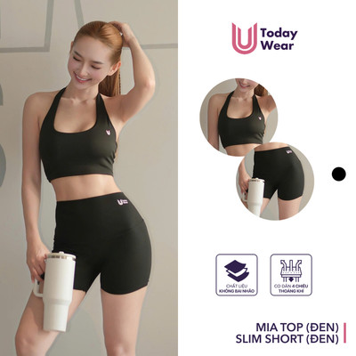 Bộ Đồ Tập Gym Yoga Nữ Áo Mia Top Mix Quần Slim Short  Today U Wear Co Giãn Thấm Hút Mồ Hôi