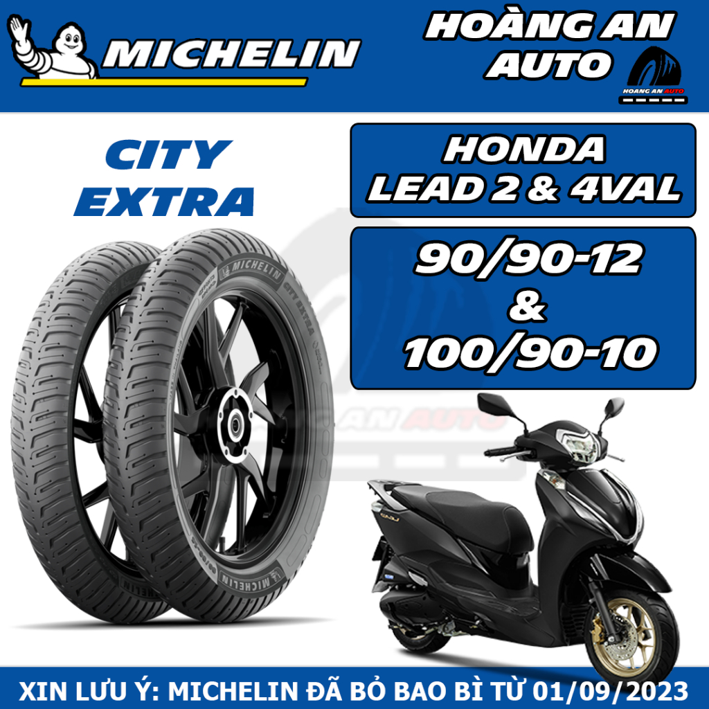 (CITY EXTRA - HONDA LEAD) Vỏ lốp xe Michelin City Extra size 90/90-12 và 100/90-10, vỏ ko ruột