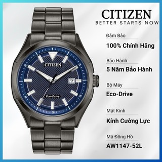 Đồng hồ nam citizen eco-drive dây thép không gỉ aw1147-52l - mặt xanh
