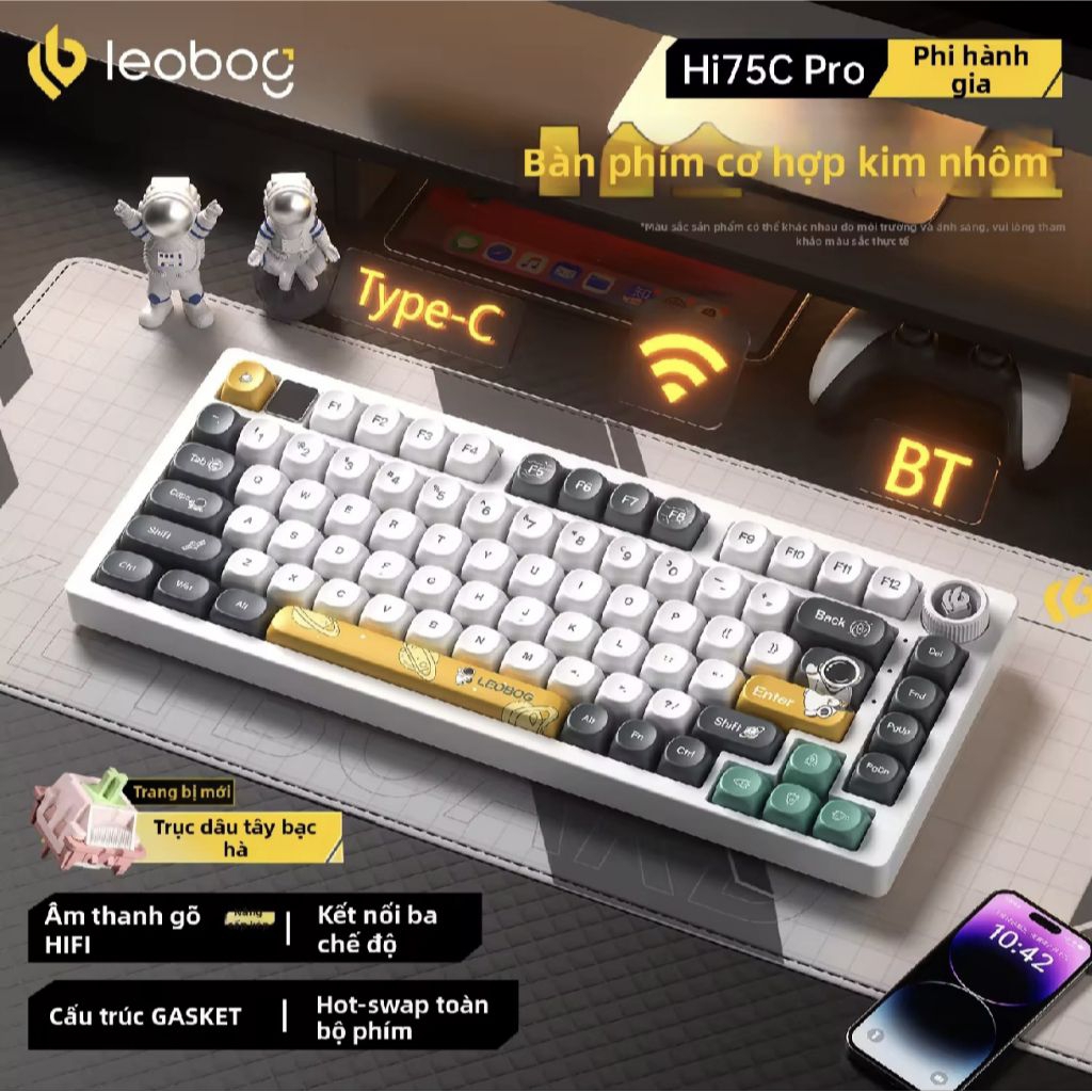 LEOBOG Hi75C Pro Gaming Keyboard 3 Mode RGB Custom Keyboard Cao Cấp