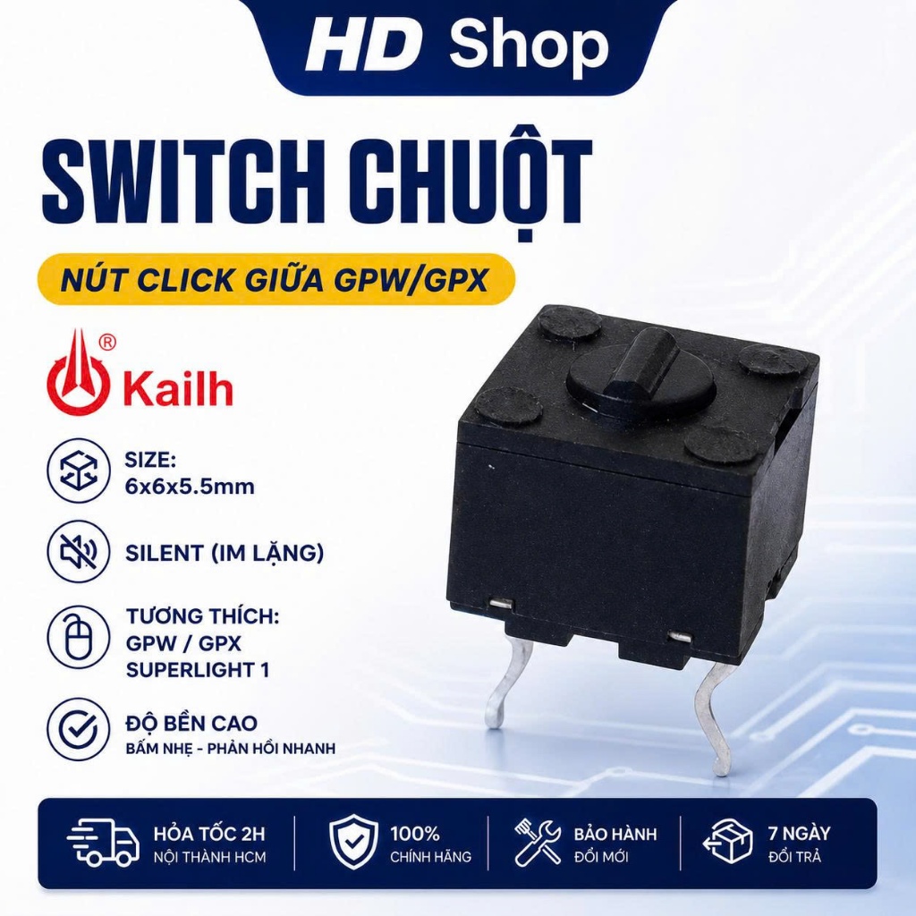 Nút Click Giữa Logitech GPro Wireless Superlight 1-2 -Switch Kailh Silent 6x6x5.5