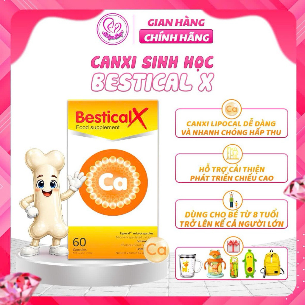 Canxi Bestical X chính hãng - bổ sung canxi cho bé từ 8 tuổi ,mẹ bầu không gây táo bón