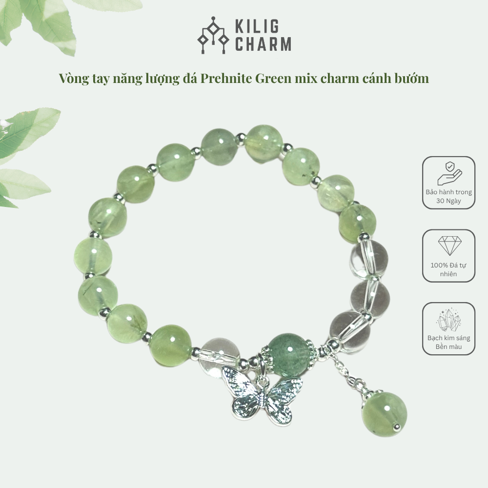 Bộ sưu tập Vòng tay nữ đá năng lượng tự nhiên hợp mệnh mix charm Butterfly - KILIG CHARM KC59
