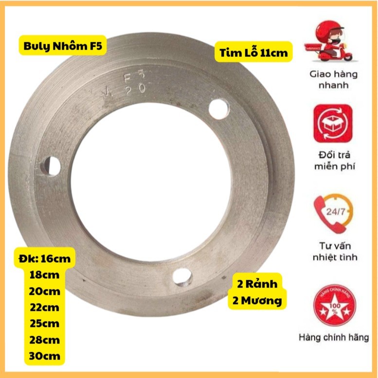 🎁Buly Nhôm 3 Lổ F5 Tim Lổ 11cm 2 Rảnh B Nhiều Kích Thướt Dành Cho Máy Nổ Diesel D6-D8