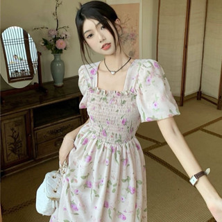 Đầm Váy Hoa thun eo dáng dài thời trang đi làm đi chơi đi biển