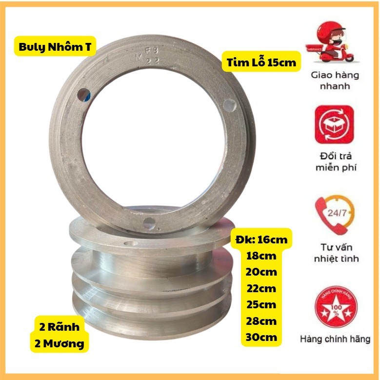 🎁Buly Nhôm 3 Lổ T-Tim 3 Lổ 15cm Nhiều Kích Thướt Dành Cho Máy Nổ Diesel D12-D30