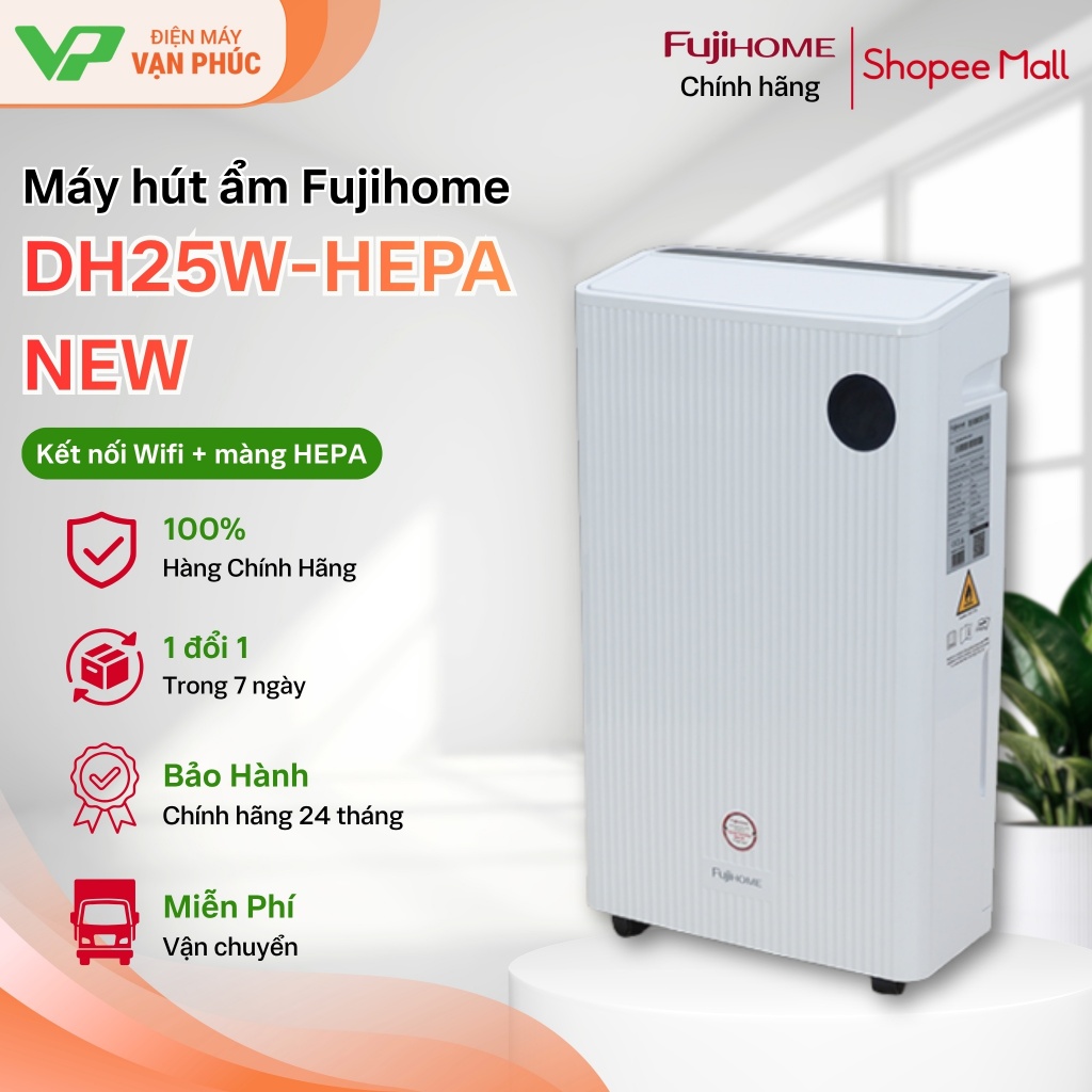Máy hút ẩm Fujihome DH25W-HEPA-NEW (25lít/ngày) kết nối Wifi