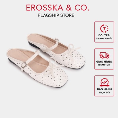 [EROSSKA] - Giày sục balletcore chấm bi nữ tính kiểu dáng basic style Hàn màu nâu chấm bi - EL133