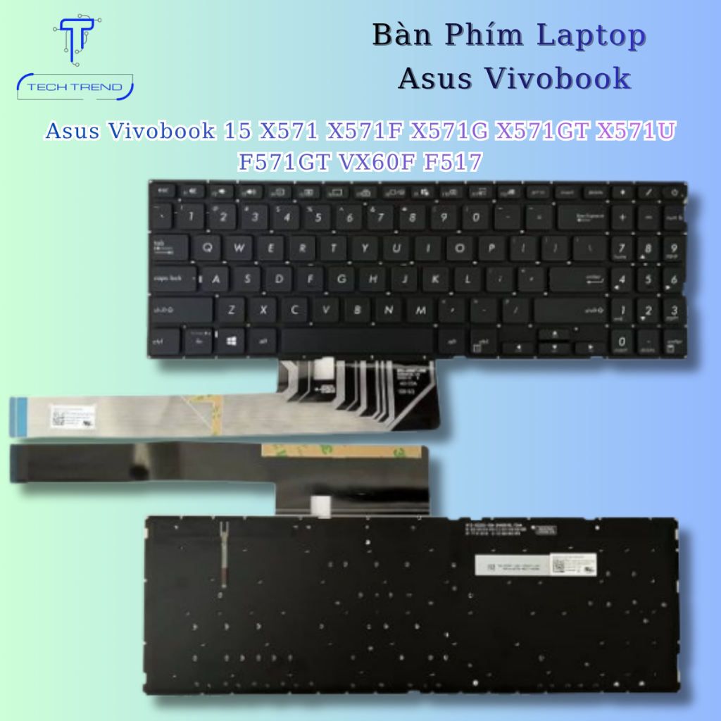 bàn phím laptop tương thích thay cho Asus Vivobook 15 X571 X571F X571G X571GT X571U F571GT VX60F F51