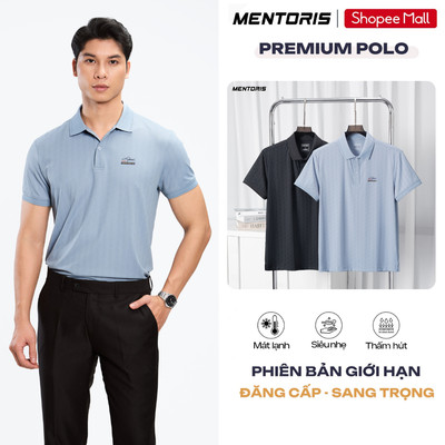 Áo Polo Nam MENTORIS Vải Nylon Premium, Phong Cách Công Sở, Form Gọn Người, Lịch Lãm MCPS26S019