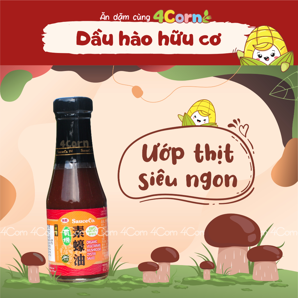 Dầu hào hữu cơ SauceCo ngọt thơm từ nấm (dầu hào chay hữu cơ) - Cho bé từ 12 tháng