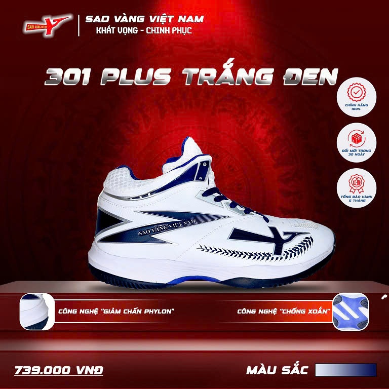 GIÀY BÓNG CHUYỀN SAO VÀNG 301 Plus - TẶNG KÈM TẤT - GIÀY THỂ THAO