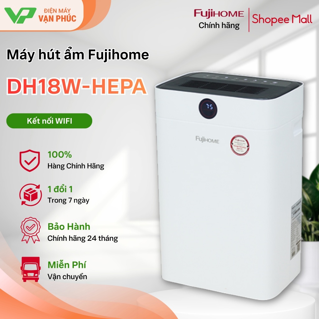 Máy hút ẩm Fujihome DH18W-HEPA - Bảo hành chính hãng 2 năm
