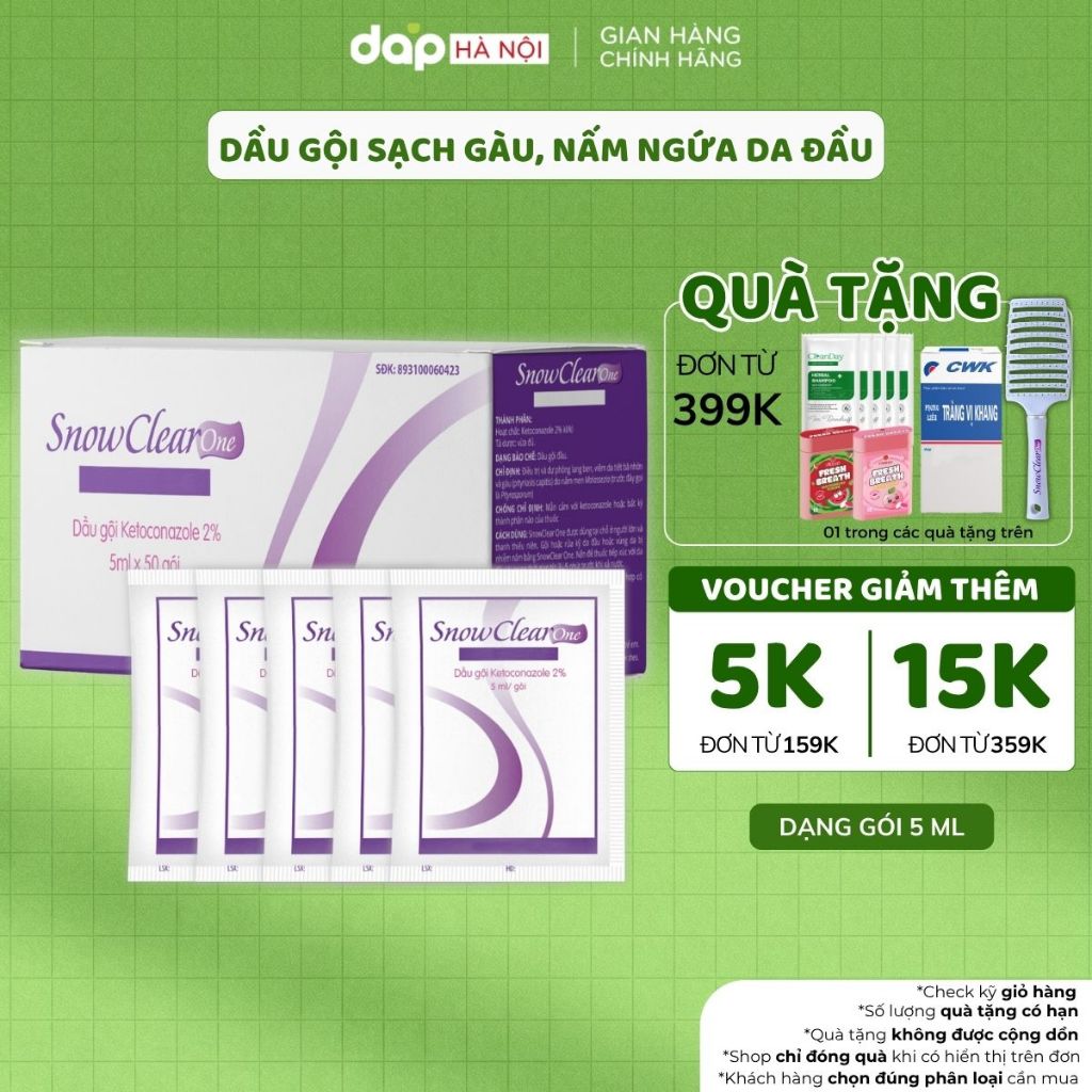 Hộp 50 gói dầu gội sạch gàu Snow Clear One giảm ngứa nấm da đầu và lang ben
