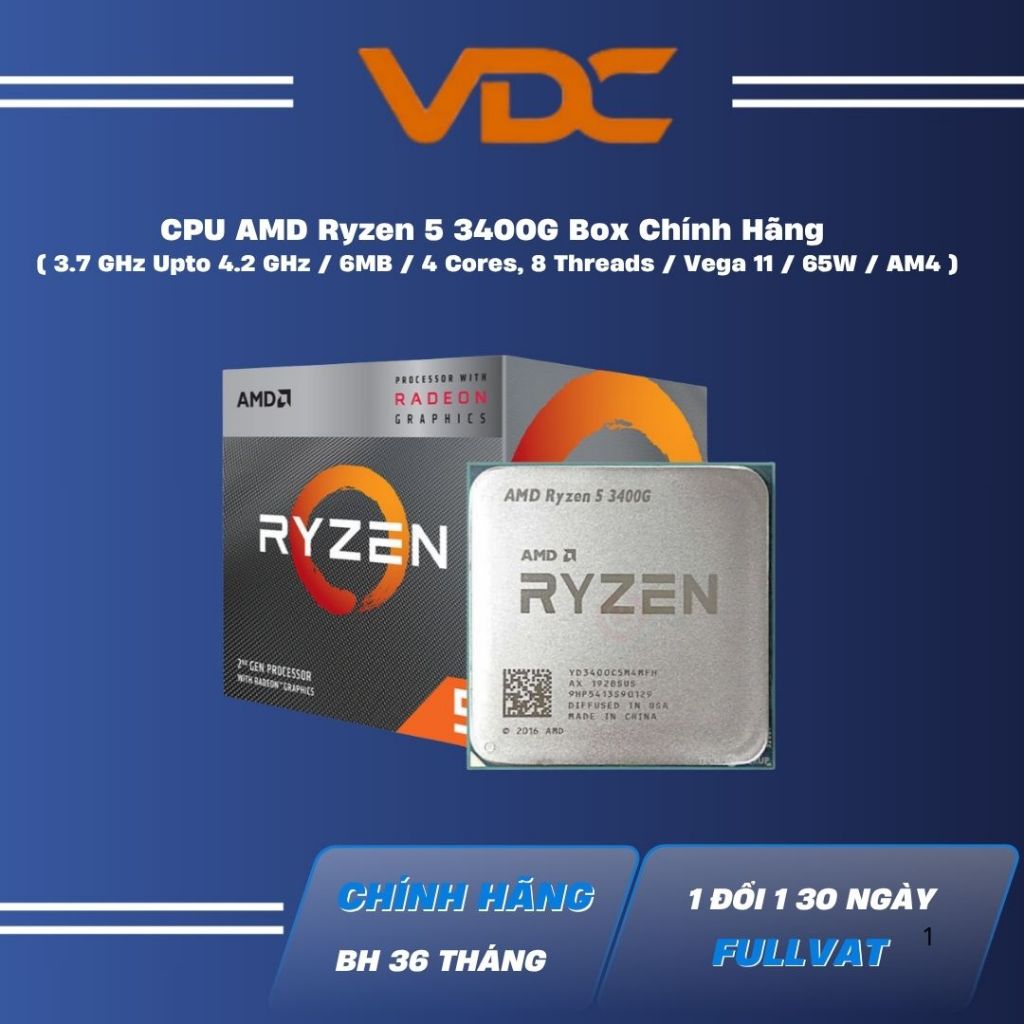CPU AMD Ryzen 5 3400G Box Chính Hãng