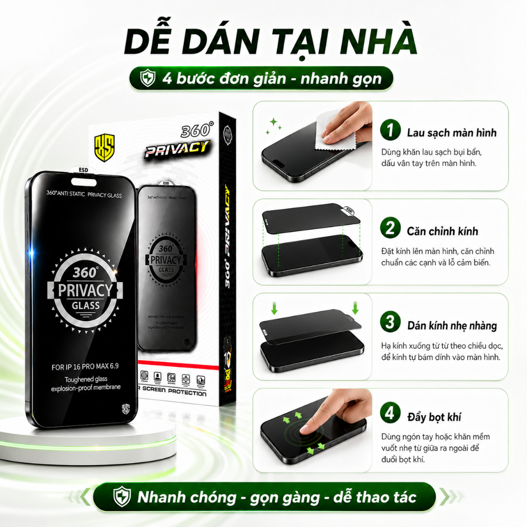 Kính Cường Lực iPhone Chống Nhìn Trộm 360° Bảo Vệ Full Màn - iP 7/8/Plus/X/XS/XR/11/12/13/14/15/16/Pro/Max/Mini Miin | BigBuy360 - bigbuy360.vn