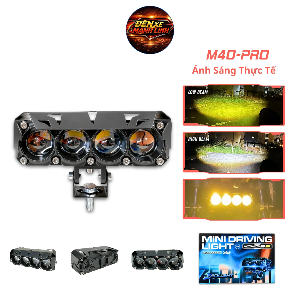 Trợ Sáng Bi Cầu M40 PRO ZEDLIGHT - Ánh Sáng Nét Căng, Chiếu Xa Hơn 200m Lắp Xe Tải, Oto, Xe Máy, Chố