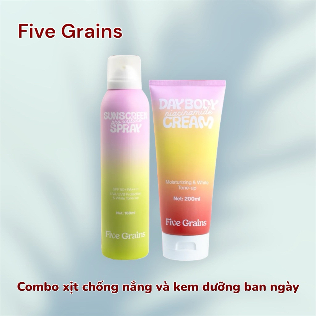 [FIVE GRAINS] Kem dưỡng, Xịt chốn nắng Cao cấp Five Grains trắng da Niacinamide, Alpha-Arbutin