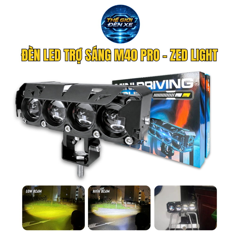 Trợ Sáng Bi Cầu M40 PRO ZEDLIGHT - Ánh Sáng Nét Căng, Chiếu Xa Tới 200m Lắp Xe Tải, Oto, Xe Máy, Chố