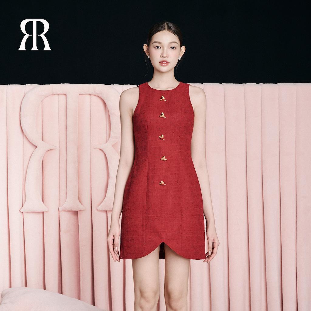 RẬP - Đầm Đỏ Cổ Tròn Không Tay Thân Xòe - PARIS 07