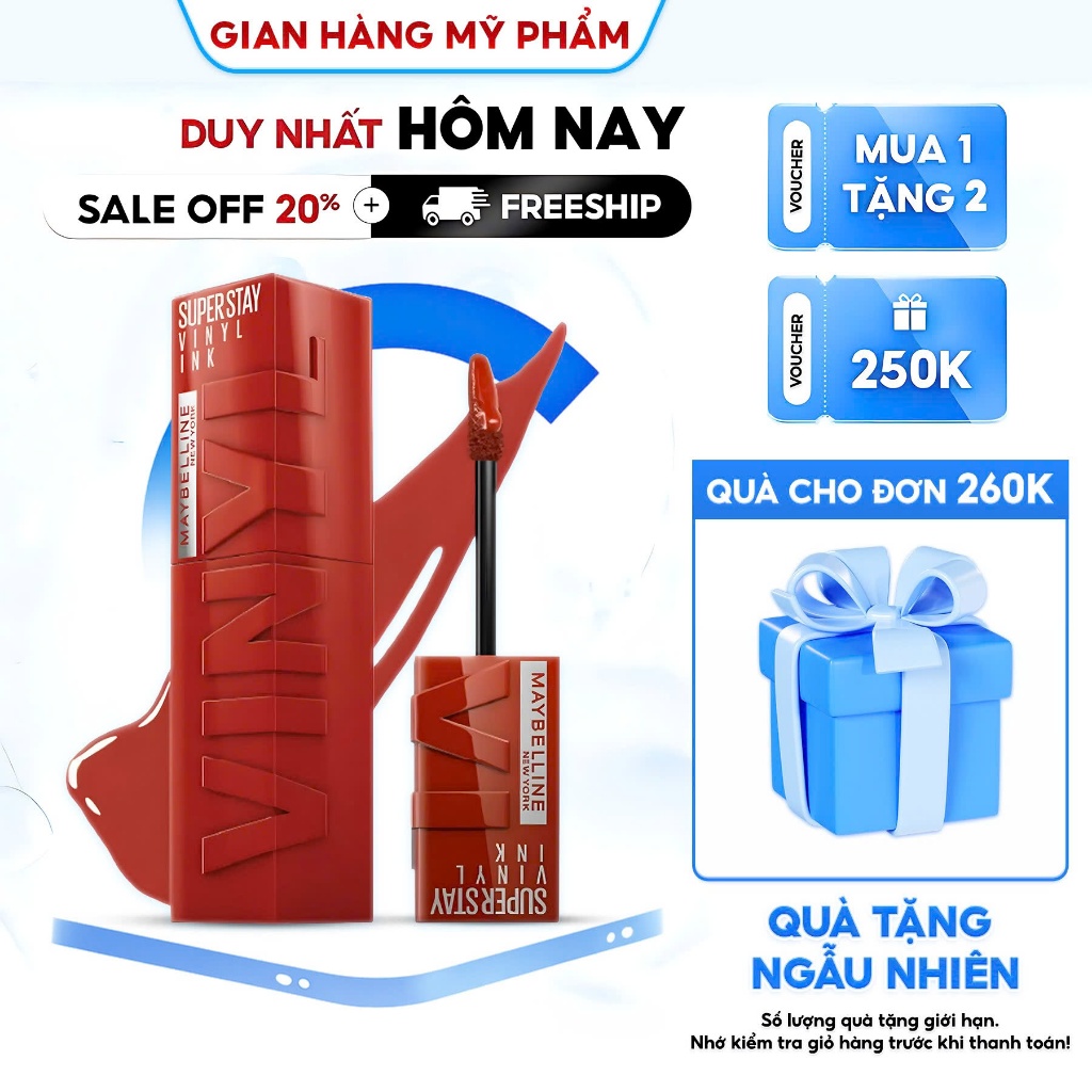 Son Bóng Bền Màu Nhẹ Môi Superstay Vinyl Ink Maybelline Màu Work 4.2ml