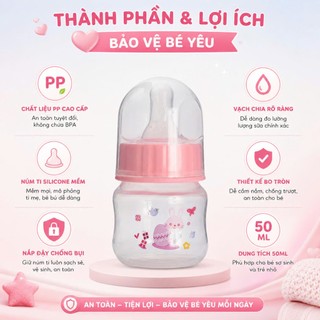 Bình sữa BuBu 60ml núm mềm chống sặc sữa,đầy hơi. Bình sữa mini cho bé tập bú bình Tgkids