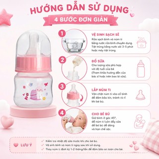 Bình sữa BuBu 60ml núm mềm chống sặc sữa,đầy hơi. Bình sữa mini cho bé tập bú bình Tgkids