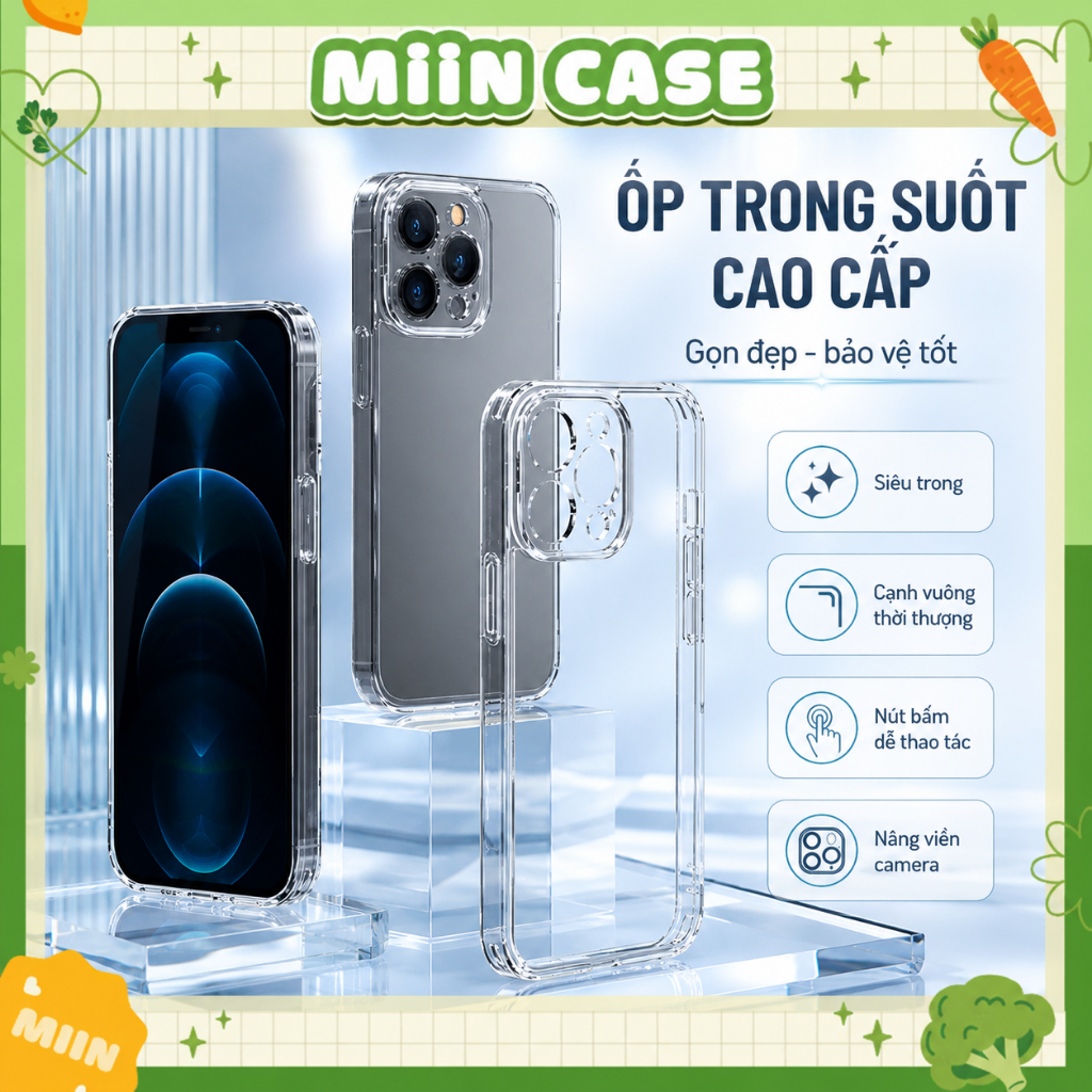 Ốp Lưng iPhone Trong Suốt Cao Cấp, Chống Sốc, Bảo Vệ Camera - iP 6/6s/7/8/Plus/X/XS/XR/11/12/13/14/15/16/Pro/Max/Mini | BigBuy360 - bigbuy360.vn