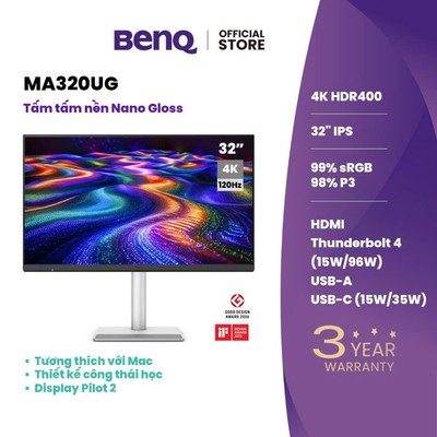 BenQ MA320UG_Màn hình 32" 4K 120Hz Nano Gloss, Thunderbolt 4 96W, KVM switch cho nhà sáng tạo Mac