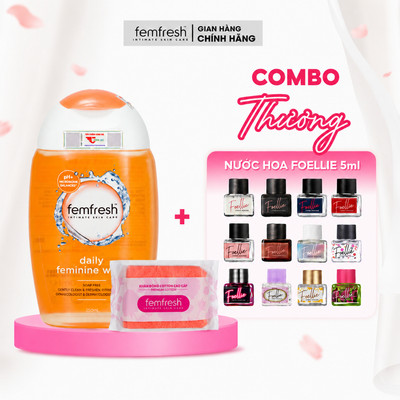 [COMBO THƯƠNGGG] Nước hoa vùng kín Cao Cấp Foellie + Dung Dịch Vệ Sinh Femfresh 150ml