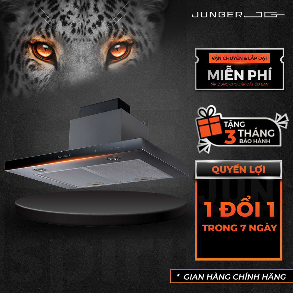 Hút mùi Junger HRJ-700 Công suất 1000m3/h Động cơ AC hút xả trực tiếp Chính Hãng Bảo Hành 12 Tháng