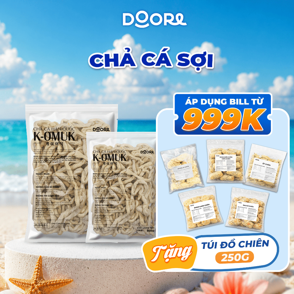 (Chỉ Hỏa Tốc) Chả Cá Dạng Sợi Hàn Quốc 500g – Odeng Sợi Dài 20–25cm – Chả Cá Dai Mềm Nấu Lẩu, Tokbok