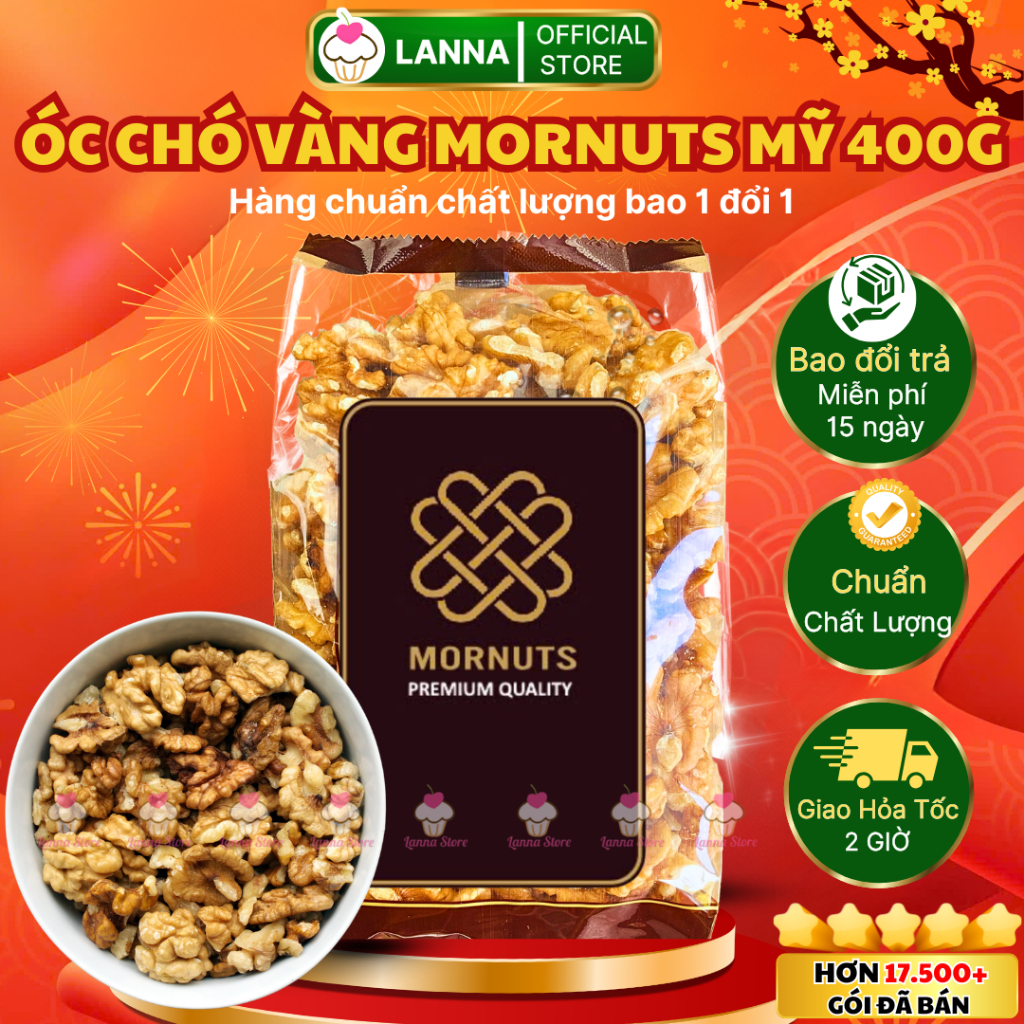 Nhân Óc Chó Mỹ Mornuts 400g Tách Vỏ Loại 1 – Hạt Óc Chó Nguyên Béo Bùi Ăn Kiêng Eat Clean Làm Sữa
