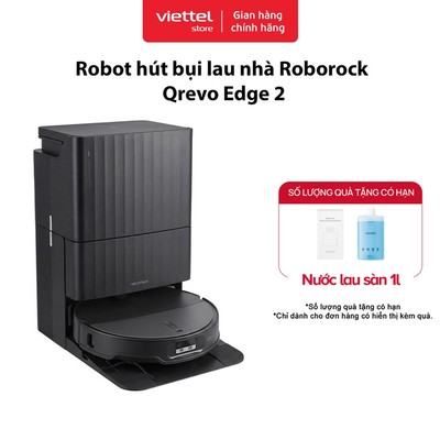 Robot Hút Bụi Lau Nhà Roborock Qrevo Edge 2 | Giặt Sấy Tự Động | Lực hút 25.000 Pa | Chống Rối 3 Lớp