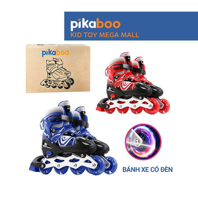 Giày trượt patin trẻ em cao cấp Pikaboo bánh trượt đèn phát sáng nhựa PU cao cấp có thể chỉnh size