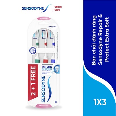 Mua 2 tặng 1 Bàn chải đánh răng SENSODYNE Repair & Protect Extra Soft với cổ bàn chải linh hoạt, lông mềm, sạch sâu